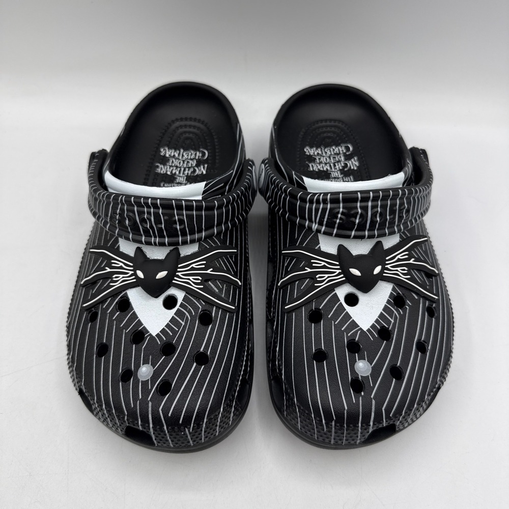 Crocs Nightmare Before Christmas Jack Skellington Black White Clogs M5 W7